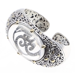 JOHN HARDY DIAMOND STERLING SILVER 18K GOLD BRACLET