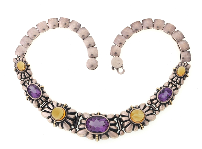 LAGOS CAVIAR STERLING & 18K AMETHYST CITRINE NECKLACE