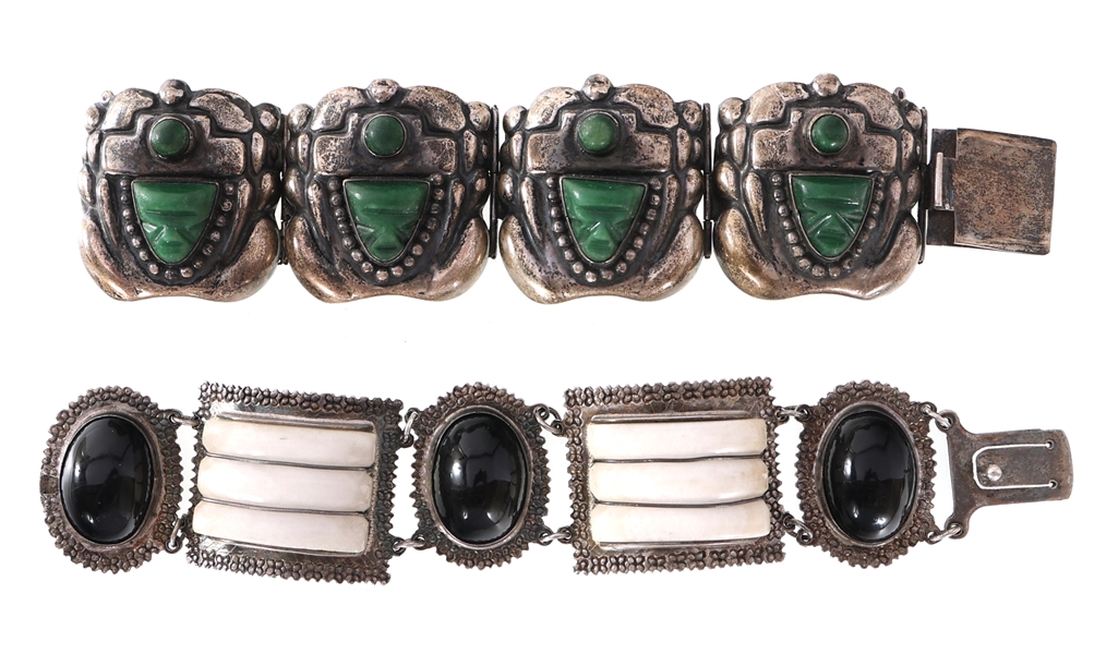 MEXICO STERLING SILVER & ONYX BRACELETS