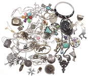 STERLING JEWELRY PENDANTS, BROOCHES, CHAINS & MORE