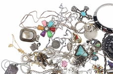 STERLING JEWELRY PENDANTS, BROOCHES, CHAINS & MORE