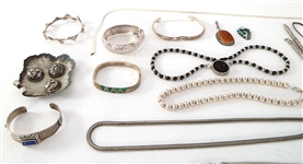 STERLING SILVER JEWELRY - CHAINS, BRACELETS, PENDANTS