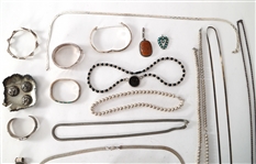 STERLING SILVER JEWELRY - CHAINS, BRACELETS, PENDANTS