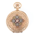 LADIES WALTHAM 14K YELLOW GOLD CASE POCKET WATCH