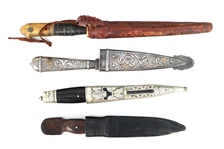 HUNTING KNIVES & SCABBARDS - LOT OF 4