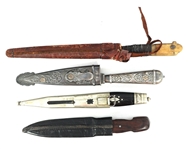 HUNTING KNIVES & SCABBARDS - LOT OF 4