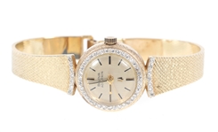 LADIES BULOVA ACCUTRON 14K GOLD & DIAMOND WRIST WATCH