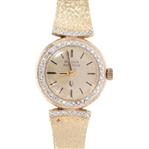 LADIES BULOVA ACCUTRON 14K GOLD & DIAMOND WRIST WATCH