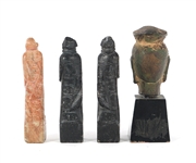 ASIAN STONE & METAL FIGURINES, JADE BUCKLE, & BUDDHA