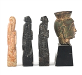 ASIAN STONE & METAL FIGURINES, JADE BUCKLE, & BUDDHA