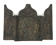 GREEK ORTHODOX TRIPTYCH ICON & HOLY WATER FONT