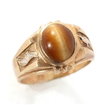MEN'S 10K YELLOW GOLD TIGER'S EYE FASHION RING