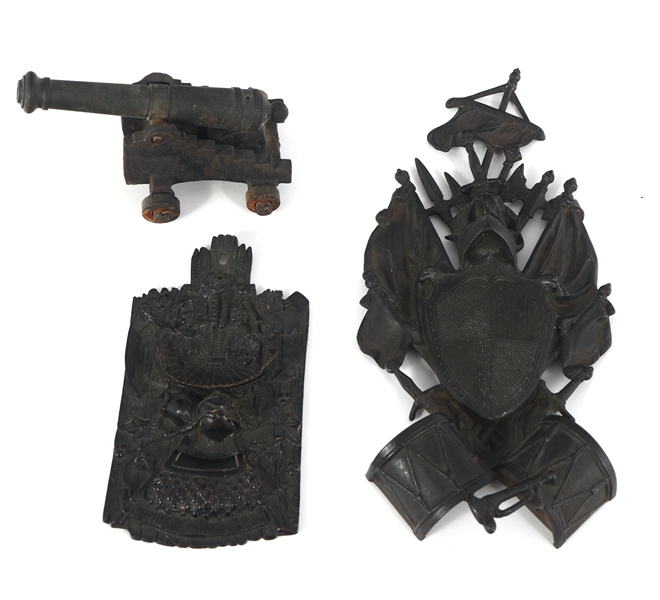 BRONZE WALL PLAQUES & MINIATURE CANNON