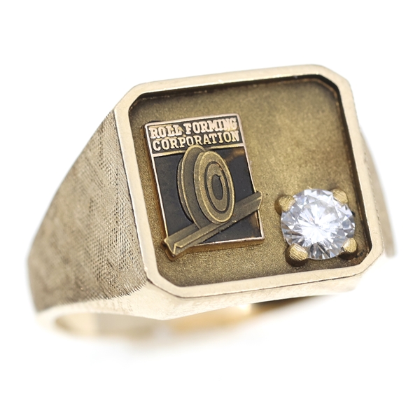MENS 10K GOLD & DIAMOND ROLL FORMING CORP SIGNET RING