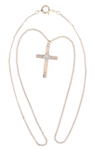 14K YELLOW GOLD DIAMOND CROSS PENDANT NECKLACE 
