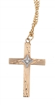 14K YELLOW GOLD DIAMOND CROSS PENDANT NECKLACE 