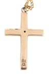 14K YELLOW GOLD DIAMOND CROSS PENDANT NECKLACE 