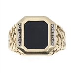 MEN'S 10K YELLOW GOLD ONYX FASHION RING
