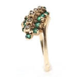 LADIES 10K YELLOW GOLD EMERALD & DIAMOND FASHION RING