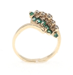 LADIES 10K YELLOW GOLD EMERALD & DIAMOND FASHION RING
