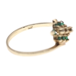 LADIES 10K YELLOW GOLD EMERALD & DIAMOND FASHION RING