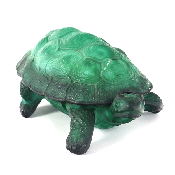 ART DECO MALACHITE GLASS TORTOISE BOX