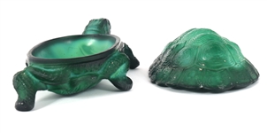 ART DECO MALACHITE GLASS TORTOISE BOX