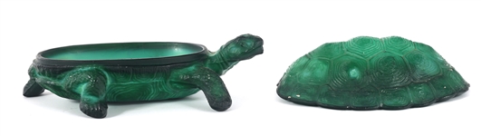 ART DECO MALACHITE GLASS TORTOISE BOX