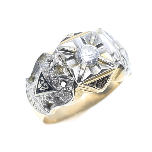 10K YELLOW GOLD SHRINERS MASONIC FRATERNAL RING