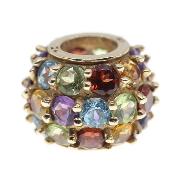 10K YELLOW GOLD SEMI-PRECIOUS STONE BARREL-STYLE CHARM