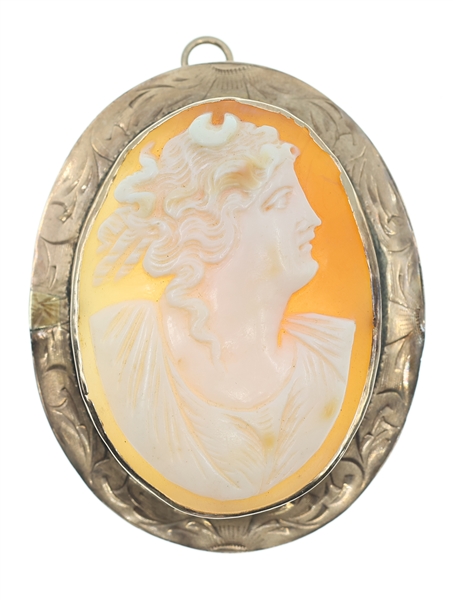 10K YELLOW GOLD SHELL CAMEO PENDANT