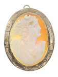 10K YELLOW GOLD SHELL CAMEO PENDANT