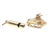 10K YELLOW GOLD CHARMS - MILITARY TANK & WHISTLE