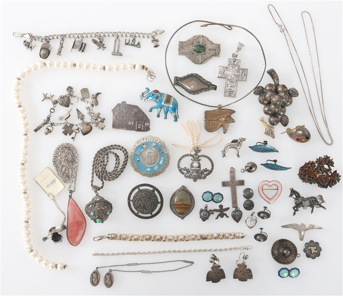 STERLING SILVER JEWELRY - BROOCHES, NECKLACES, & MORE