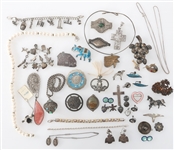 STERLING SILVER JEWELRY - BROOCHES, NECKLACES, & MORE