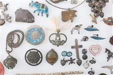 STERLING SILVER JEWELRY - BROOCHES, NECKLACES, & MORE