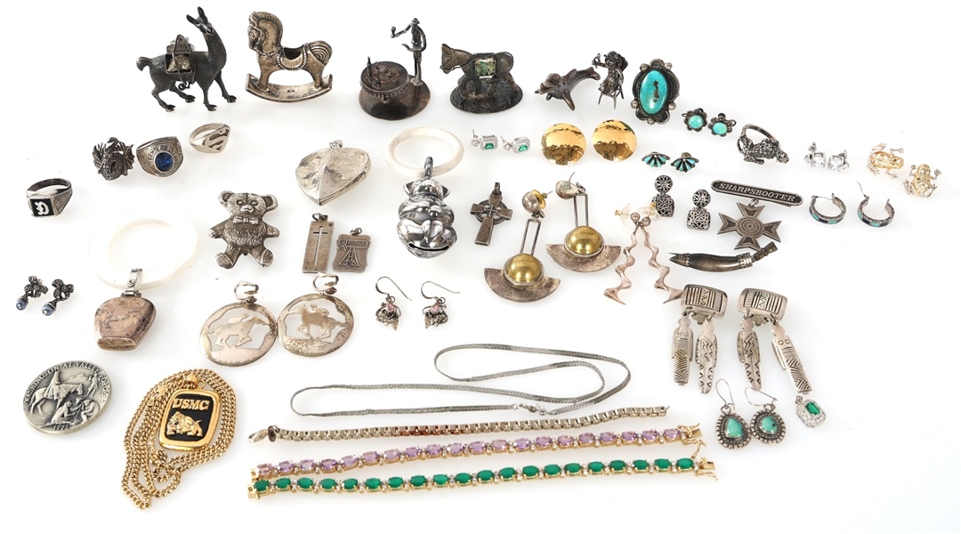 STERLING SILVER JEWELRY - BROOCHES, EARRINGS, & MORE