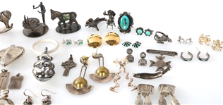 STERLING SILVER JEWELRY - BROOCHES, EARRINGS, & MORE