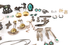STERLING SILVER JEWELRY - BROOCHES, EARRINGS, & MORE
