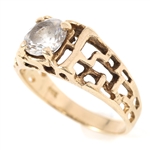 MEN'S 14K YELLOW GOLD NUGGET DESIGN CUBIC ZIRCONIA RING