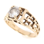 MEN'S 14K YELLOW GOLD NUGGET DESIGN CUBIC ZIRCONIA RING