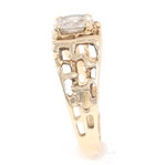 MEN'S 14K YELLOW GOLD NUGGET DESIGN CUBIC ZIRCONIA RING