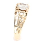 MEN'S 14K YELLOW GOLD NUGGET DESIGN CUBIC ZIRCONIA RING