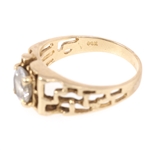 MEN'S 14K YELLOW GOLD NUGGET DESIGN CUBIC ZIRCONIA RING