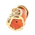 14K YELLOW GOLD CORAL & CARNELIAN PENDANTS