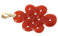 14K YELLOW GOLD CORAL & CARNELIAN PENDANTS
