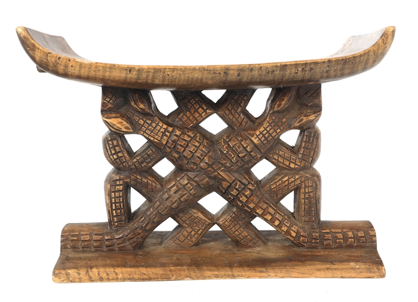 GHANAIAN ASANTE CARVED WOOD CROCODILE STOOL