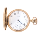 MENS ELGIN GOLD FILLED HUNTERS CASE POCKET WATCH