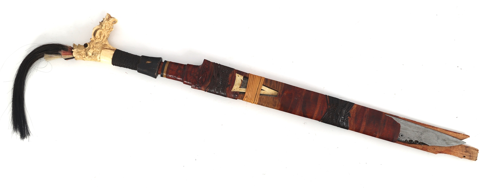 MALAYSIAN DAYAK MANDAU SWORD WITH SCABBARD