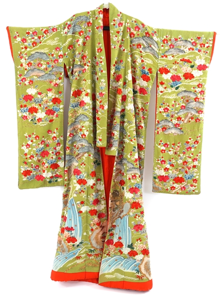 JAPANESE EMBROIDERED SILK KIMONO